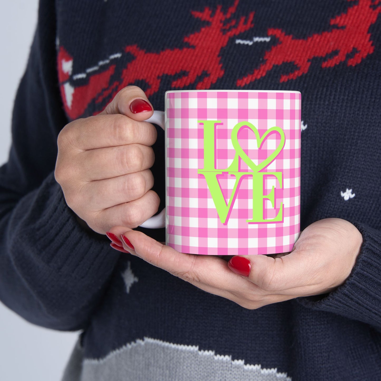 Gingham LOVE Mug – Bold Color, Daily Joy