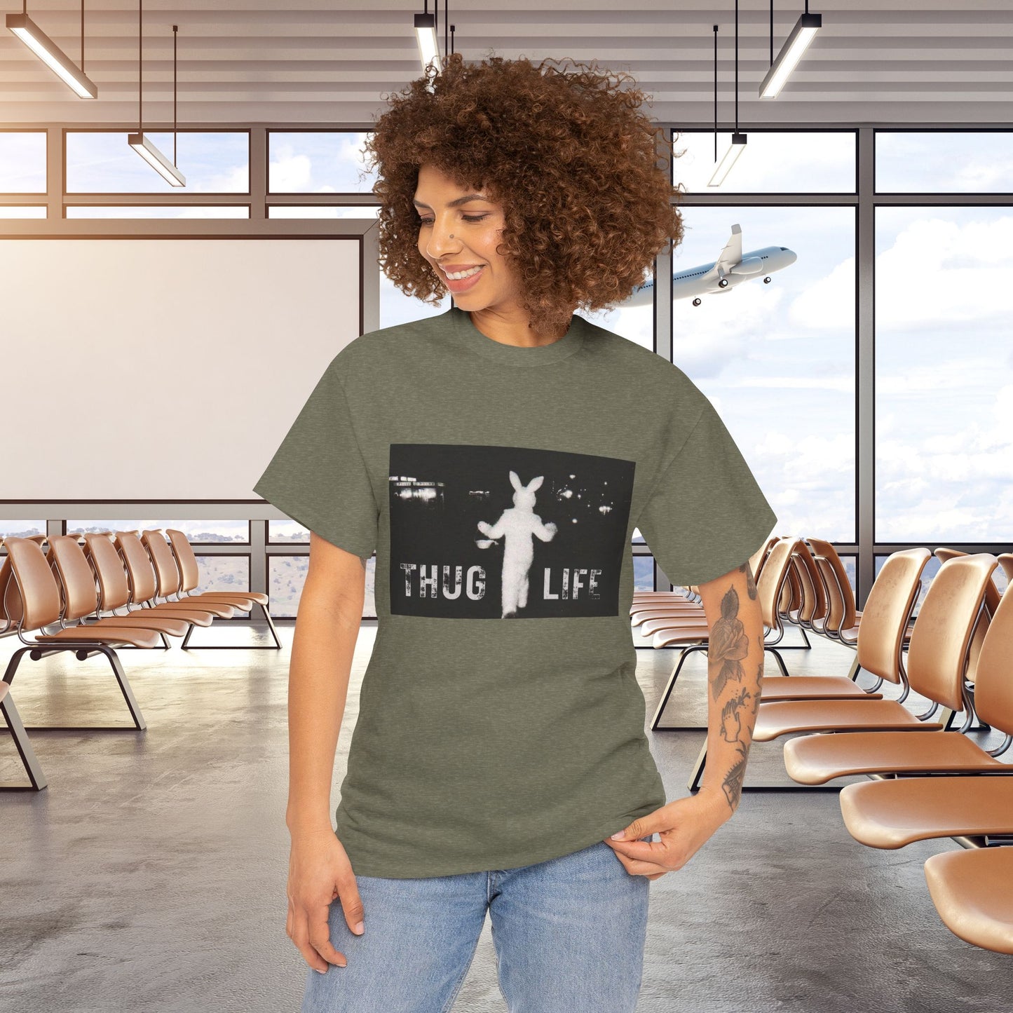 Thug Life Bunny Graphic Tee - Unisex Cotton T-Shirt, Bold Soft Design