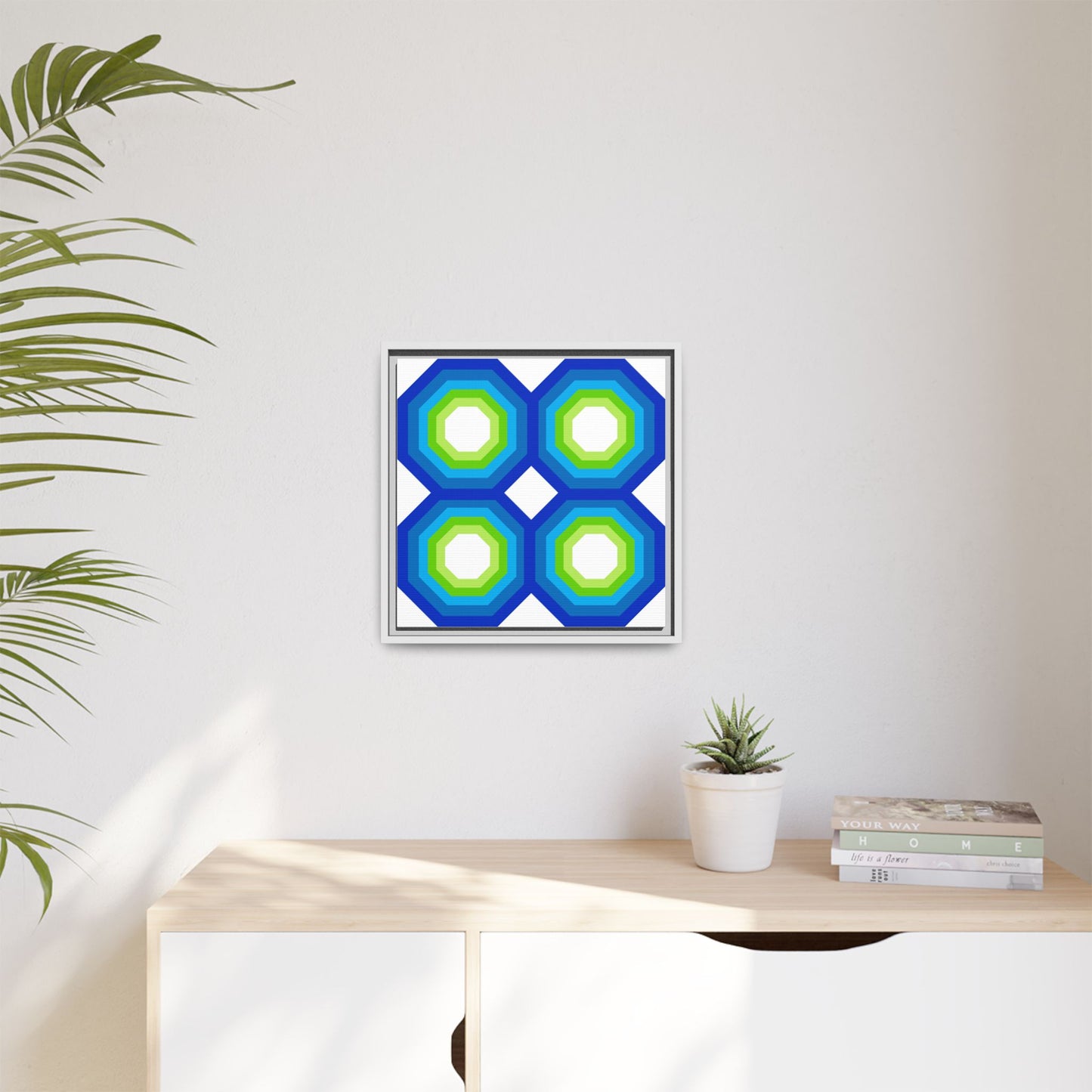 Modern Framed Geometric Canvas Art | Bold Color Meets Clean Framing