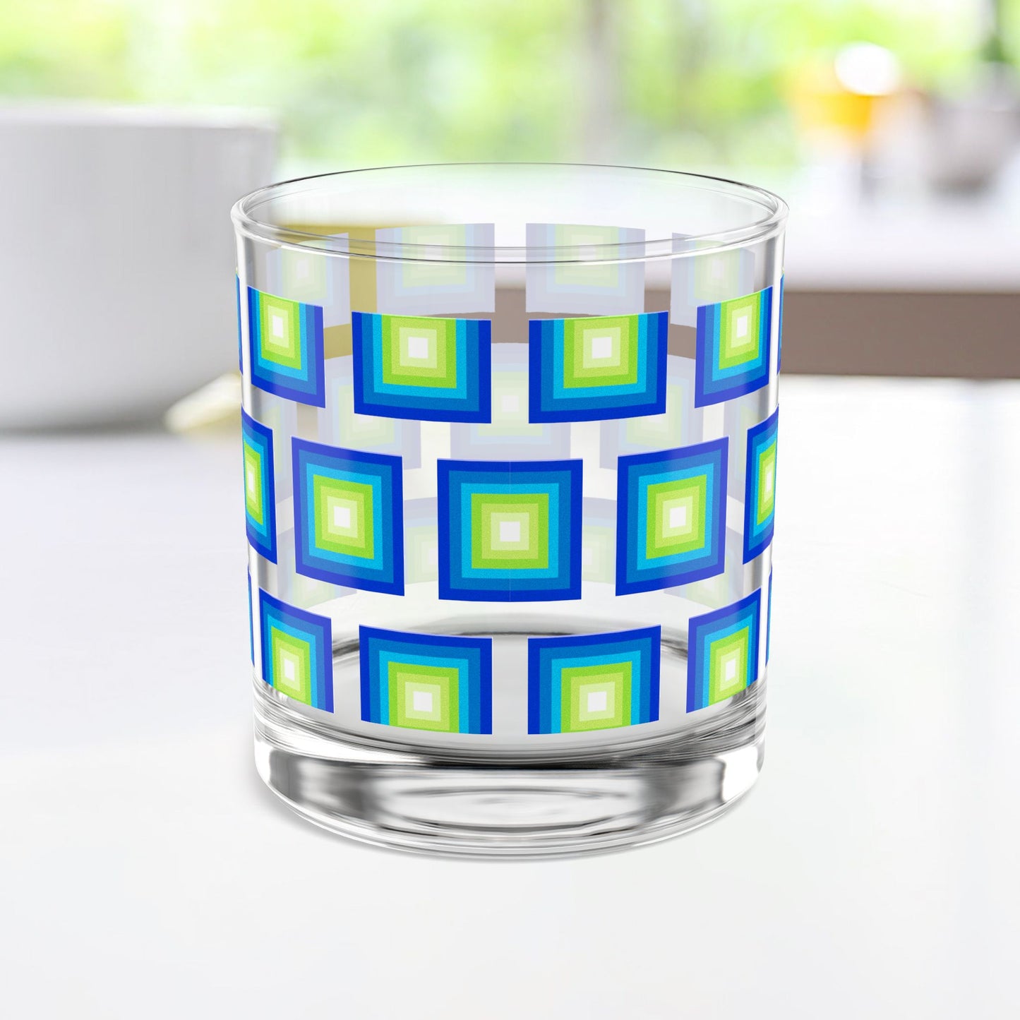 Vibrant Modern Retro Rocks Glass – 10oz