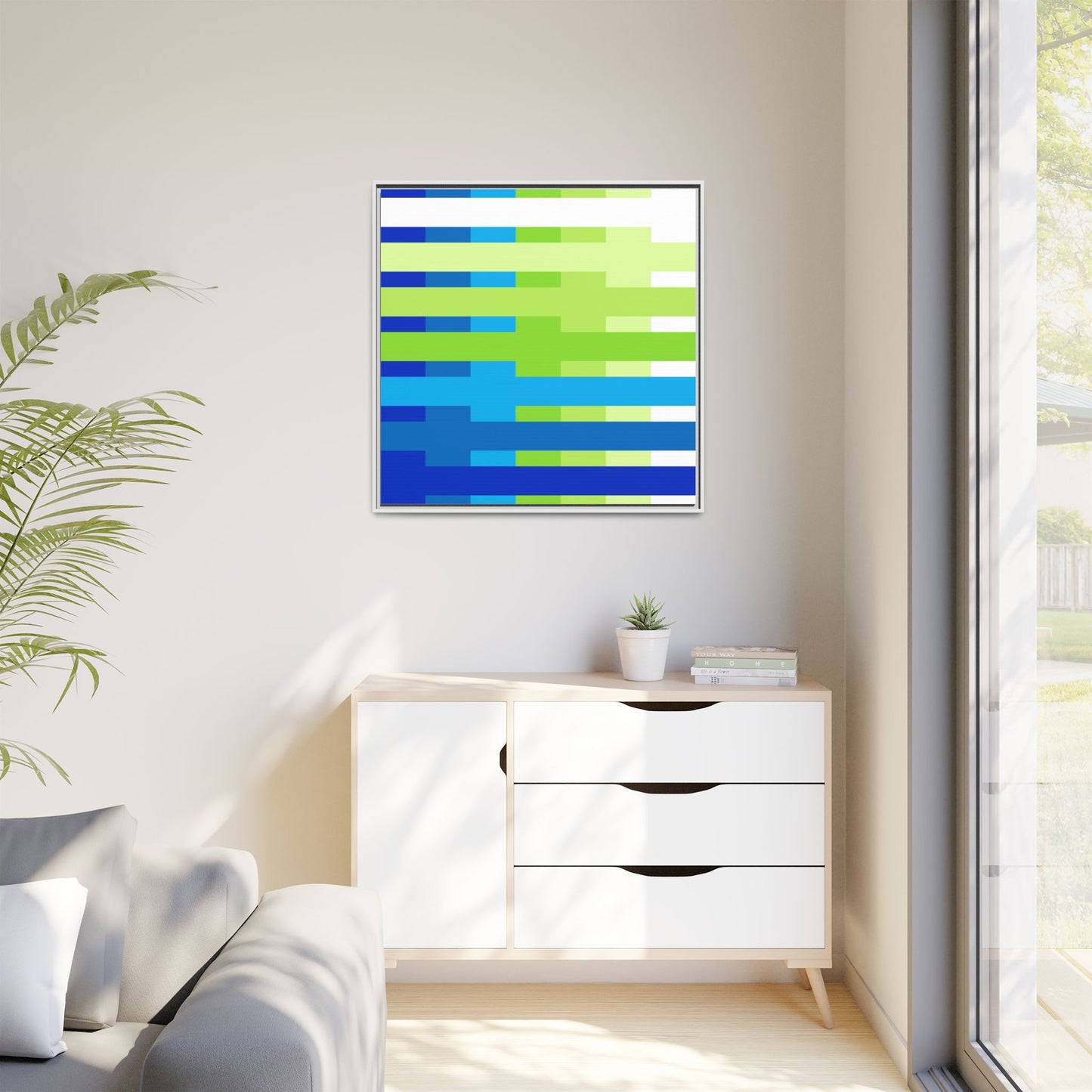 Modern Framed Geometric Canvas Art | Bold Color Meets Clean Framing