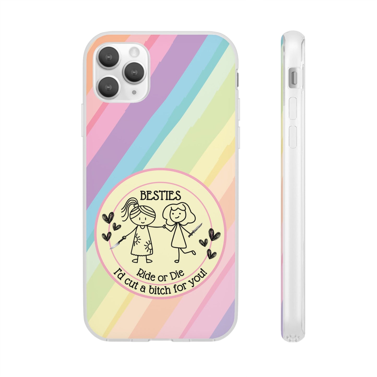 Phone Cases - Pastels Besties Ride or Die | "I'd Cut a Bitch for You"