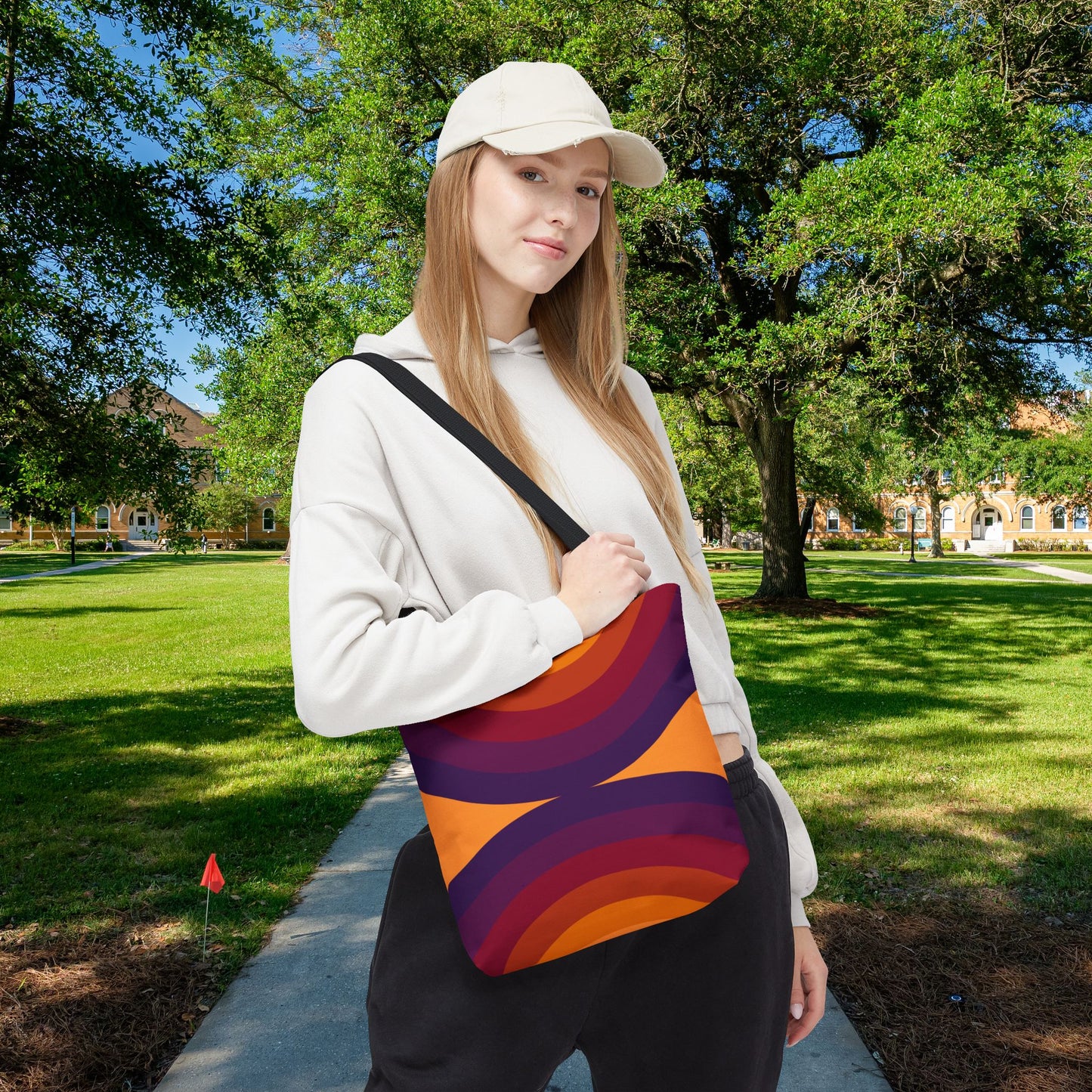 Geometric Art Tote Bag – 3 sizes | Bold lines. Vivid color. Retro with a modern twist.