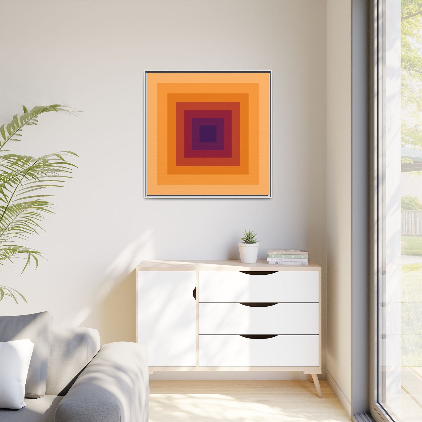Modern Framed Geometric Canvas Art | Bold Color Meets Clean Framing