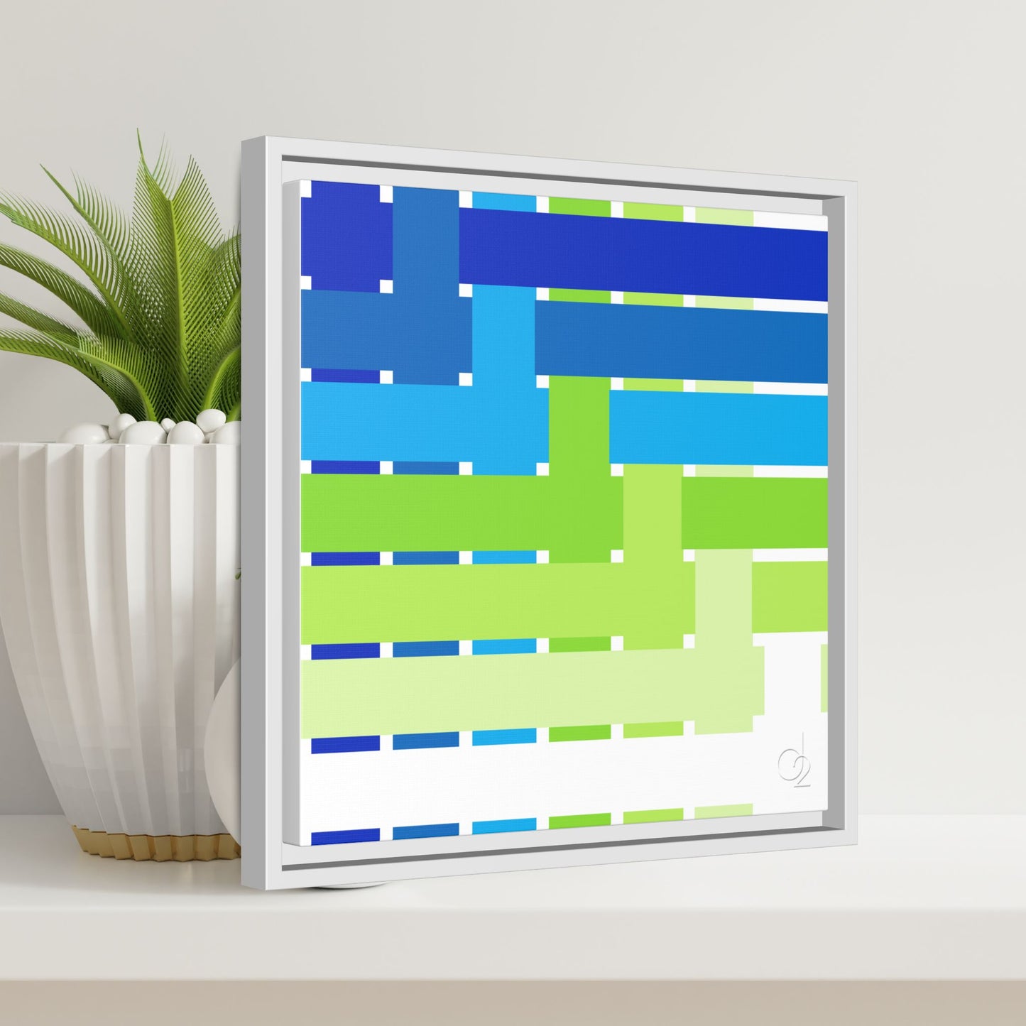 Modern Framed Geometric Canvas Art | Bold Color Meets Clean Framing