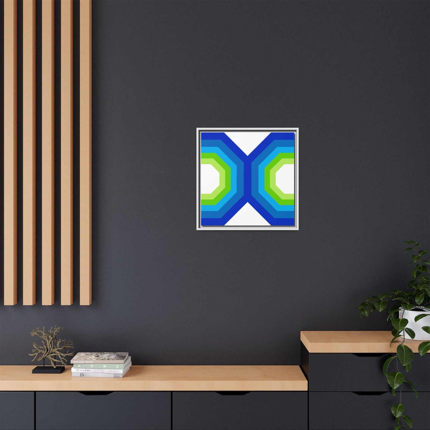 Modern Framed Geometric Canvas Art | Bold Color Meets Clean Framing