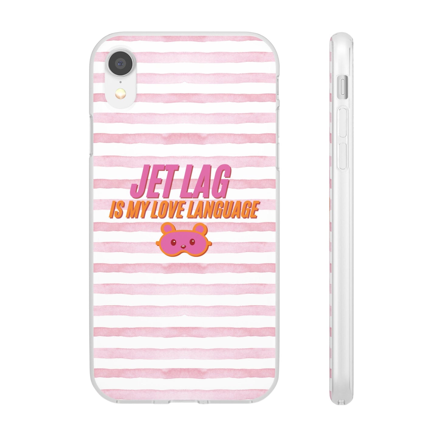 Phone Case - Jetlag is My Love Language Pink Stripe Flexi Case