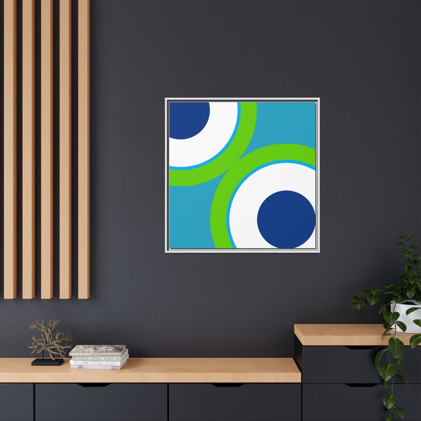 Modern Framed Geometric Canvas Art | Bold Color Meets Clean Framing