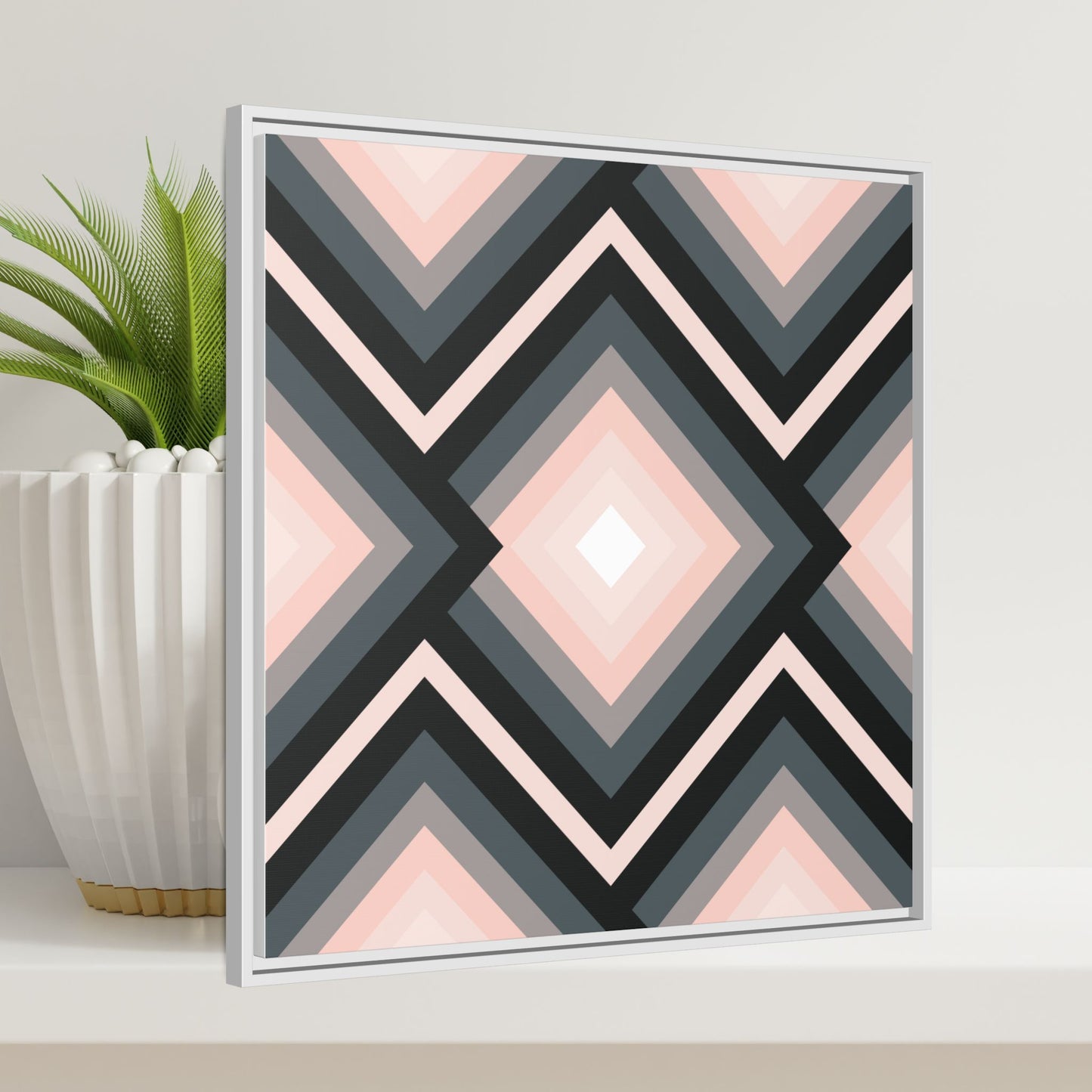 Modern Framed Geometric Canvas Art | Bold Color Meets Clean Framing