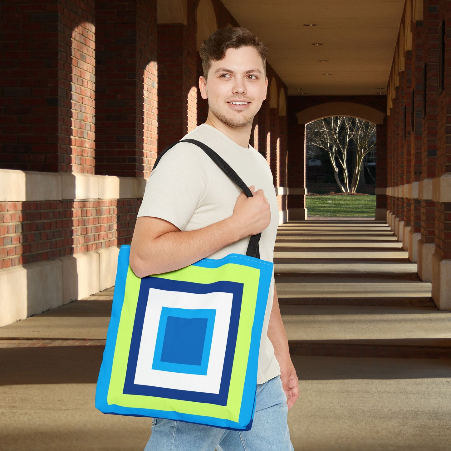 Geometric Art XII Tote Bag – 3 sizes | Bold lines. Vivid color. Retro with a modern twist.