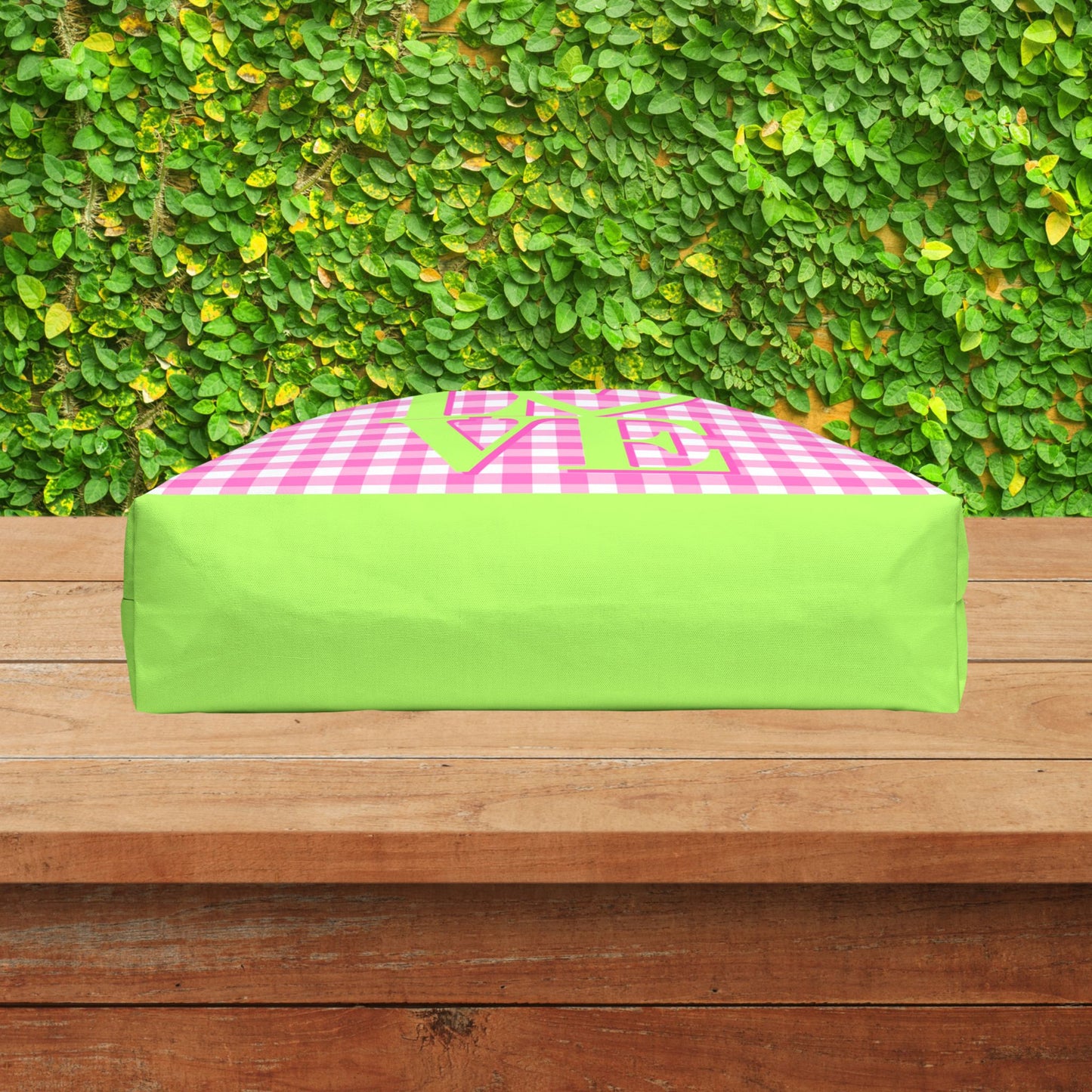 Gingham LOVE XL Tote Bag – Pink & Green | Oversized  Carry-All | Carry-All Weekender Beach Tote