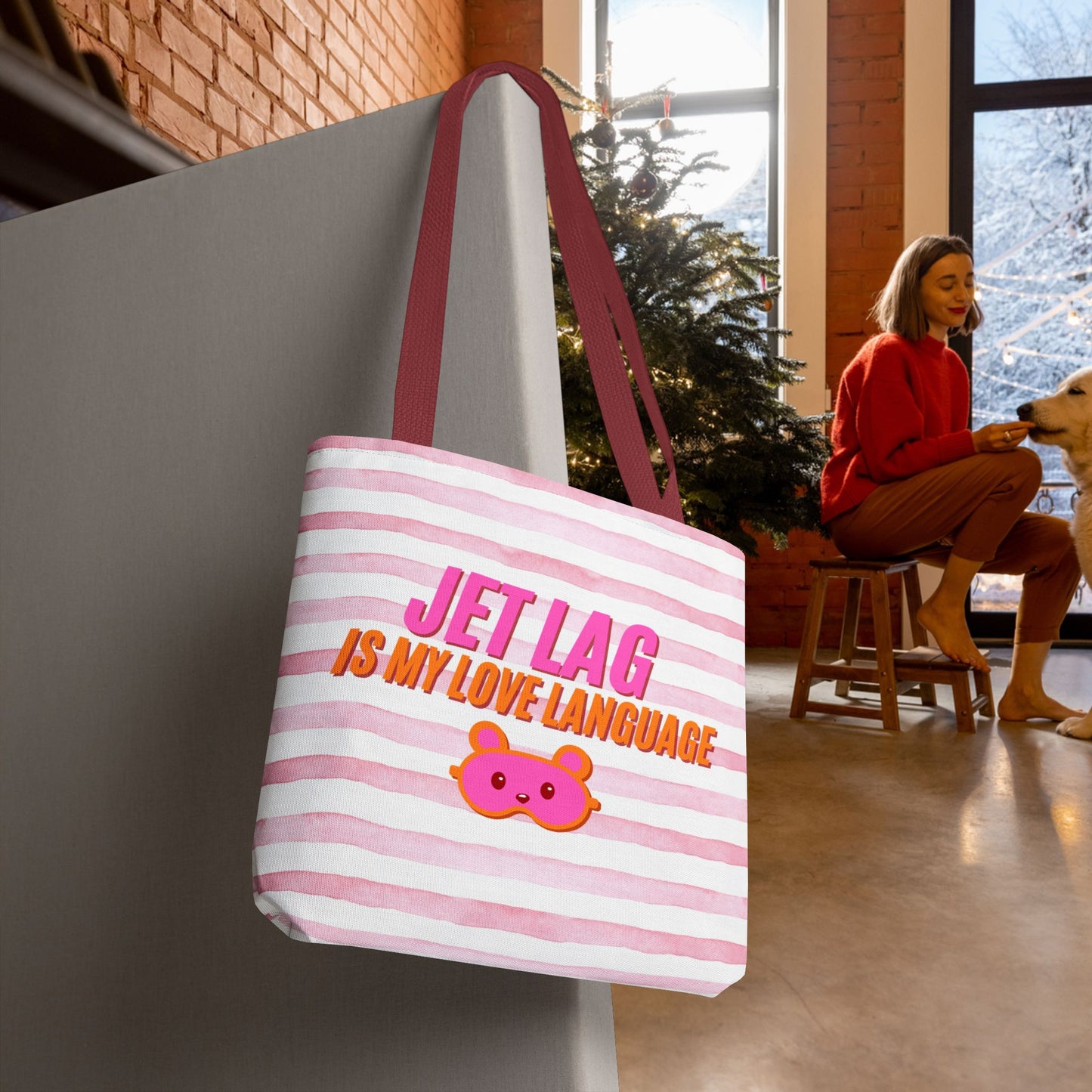 Jet Lag Is My Love Language Tote Bag in Pink – 3 Sizes | For the Traveler Who’s Always Tired but Loving It