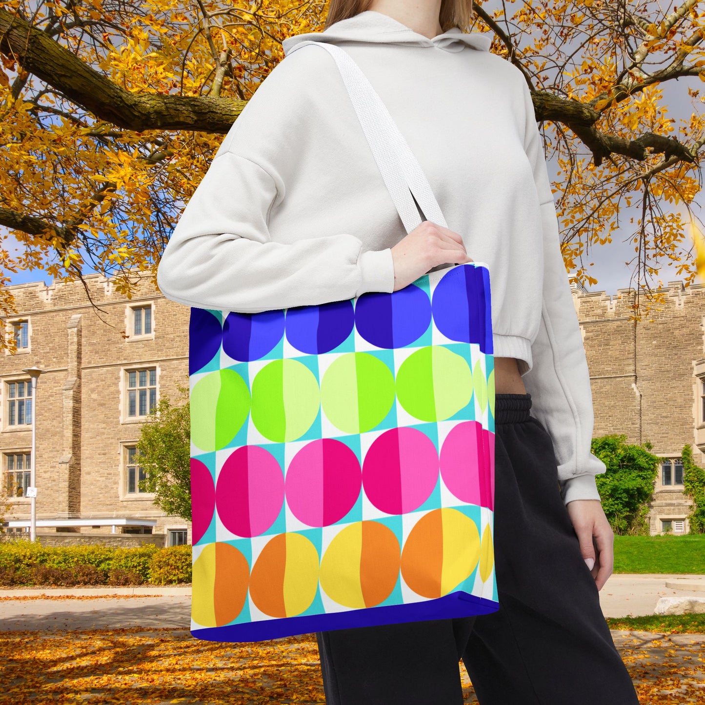 Geometric Art XXI Tote Bag – 3 sizes | Bold lines. Vivid color. Retro with a modern twist.