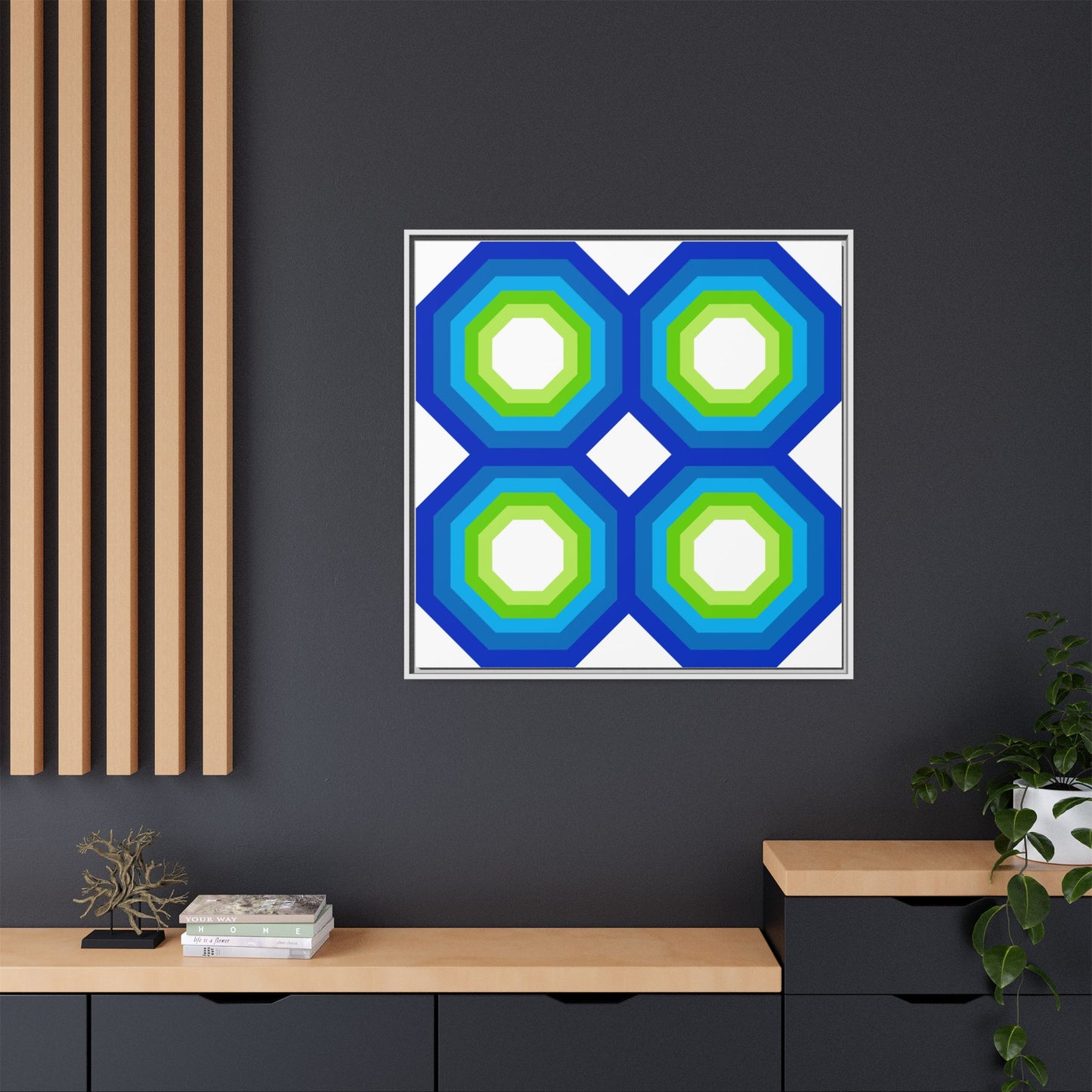 Modern Framed Geometric Canvas Art | Bold Color Meets Clean Framing