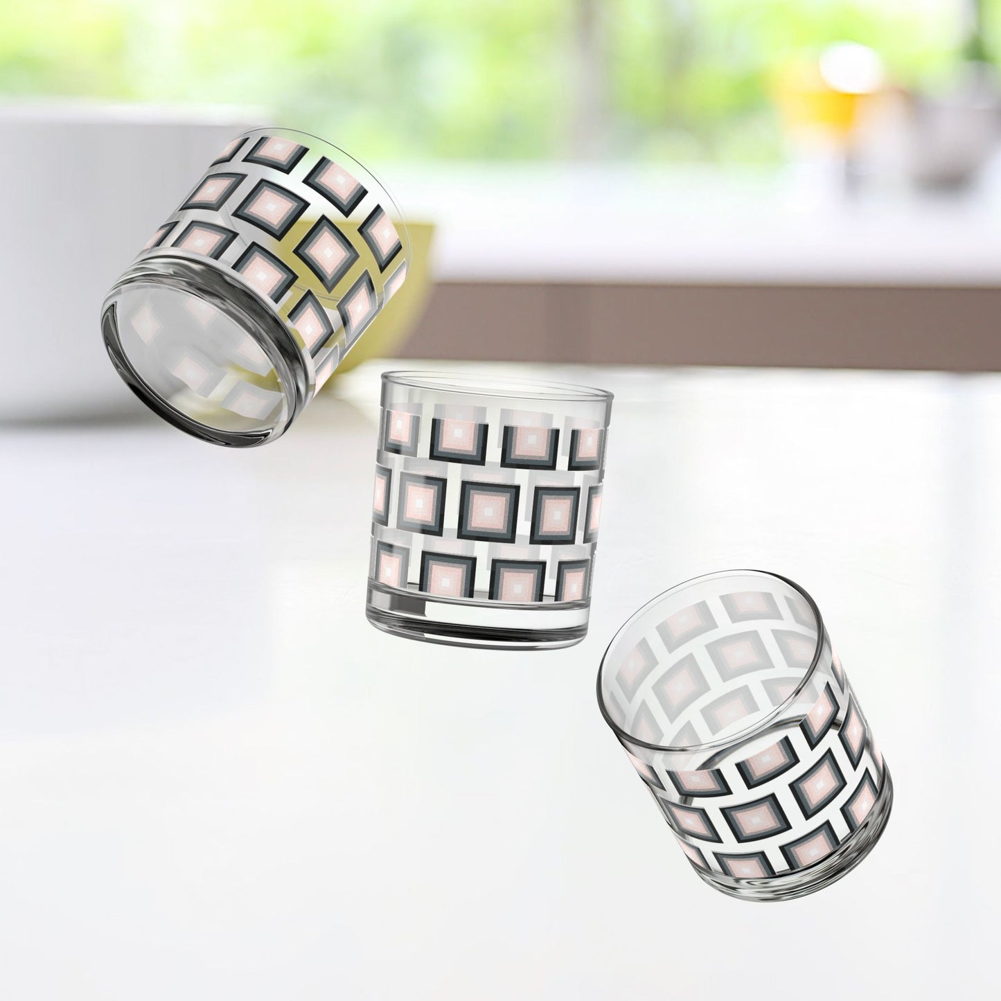 Vibrant Modern Retro Rocks Glass – 10oz