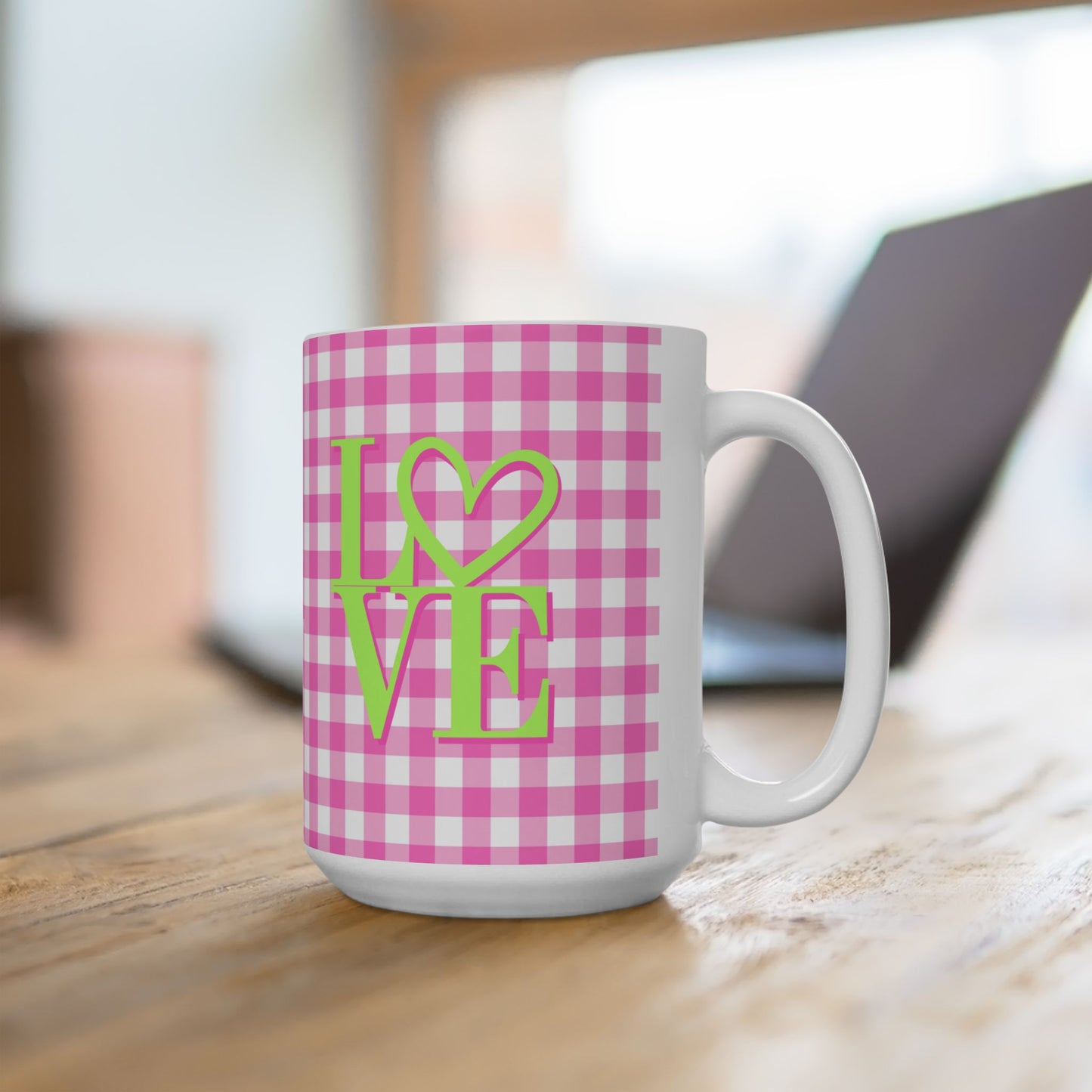 Gingham LOVE Mug – Bold Color, Daily Joy