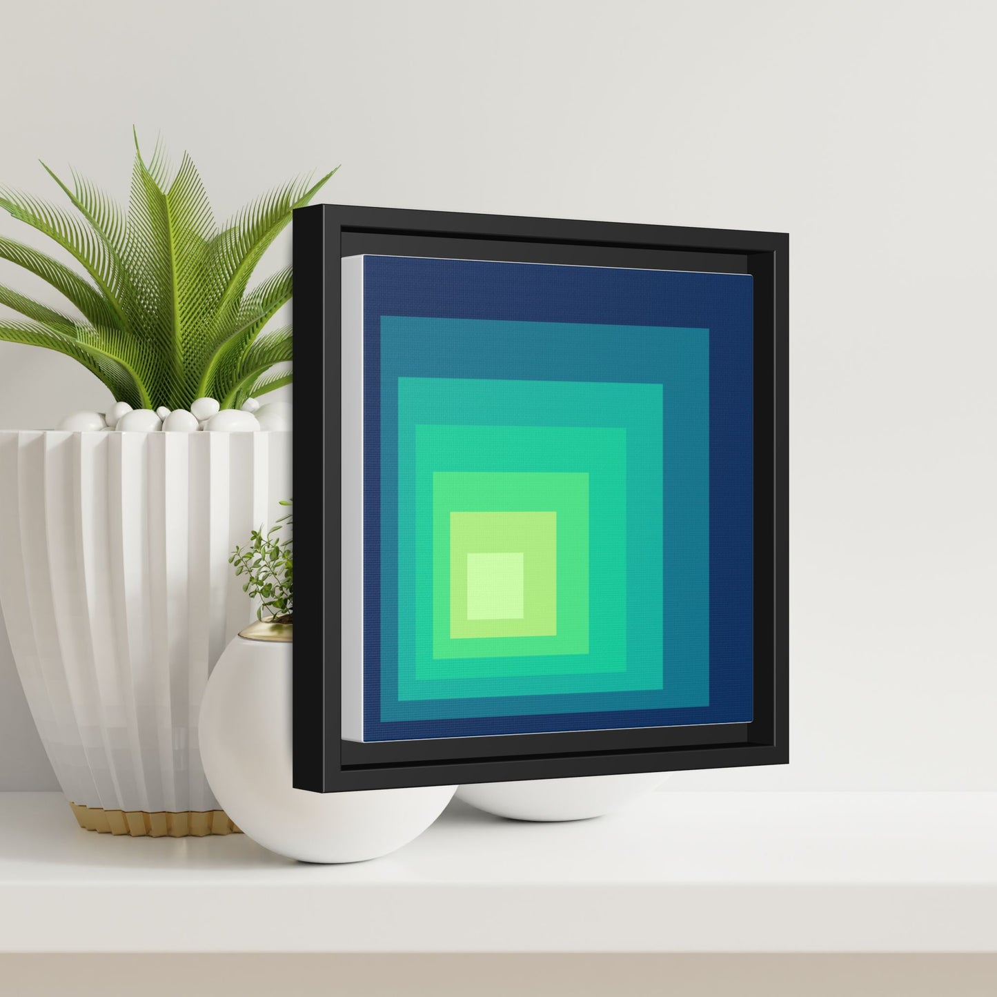 Modern Framed Geometric Canvas Art | Bold Color Meets Clean Framing