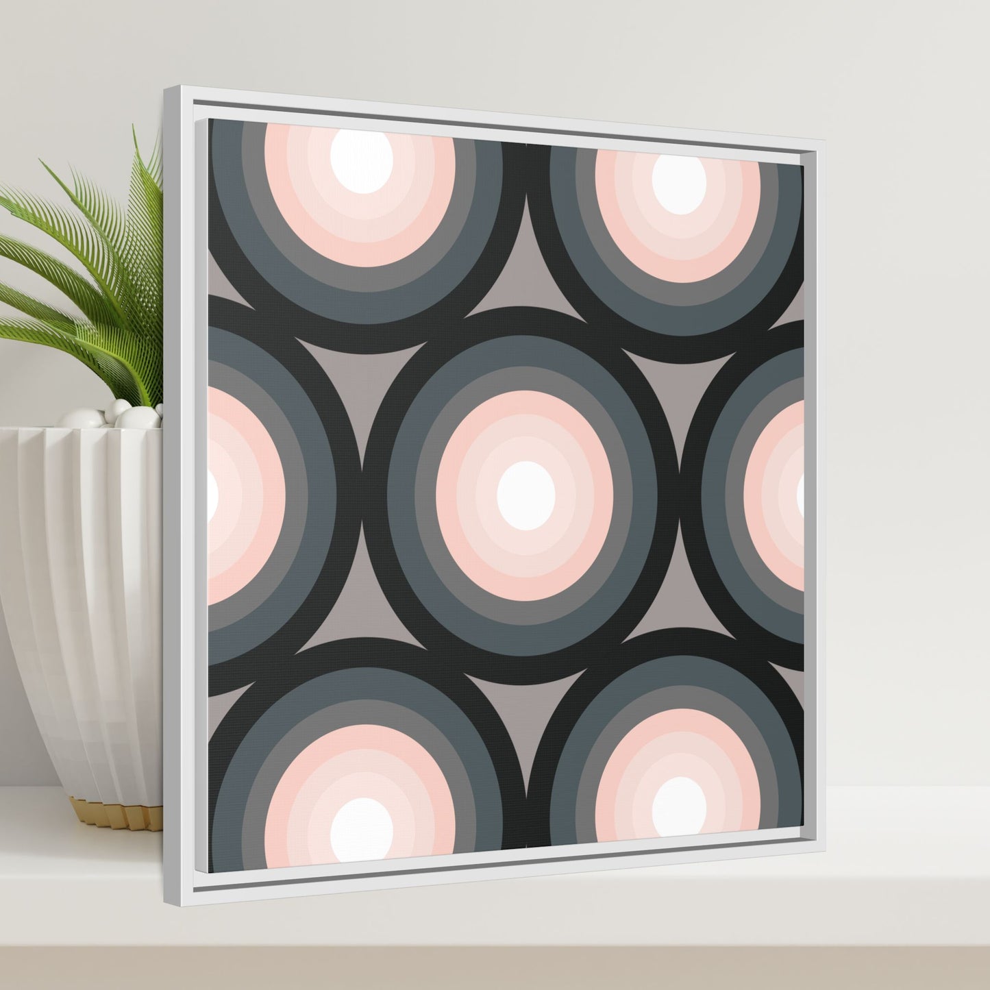 Modern Framed Geometric Canvas Art | Bold Color Meets Clean Framing