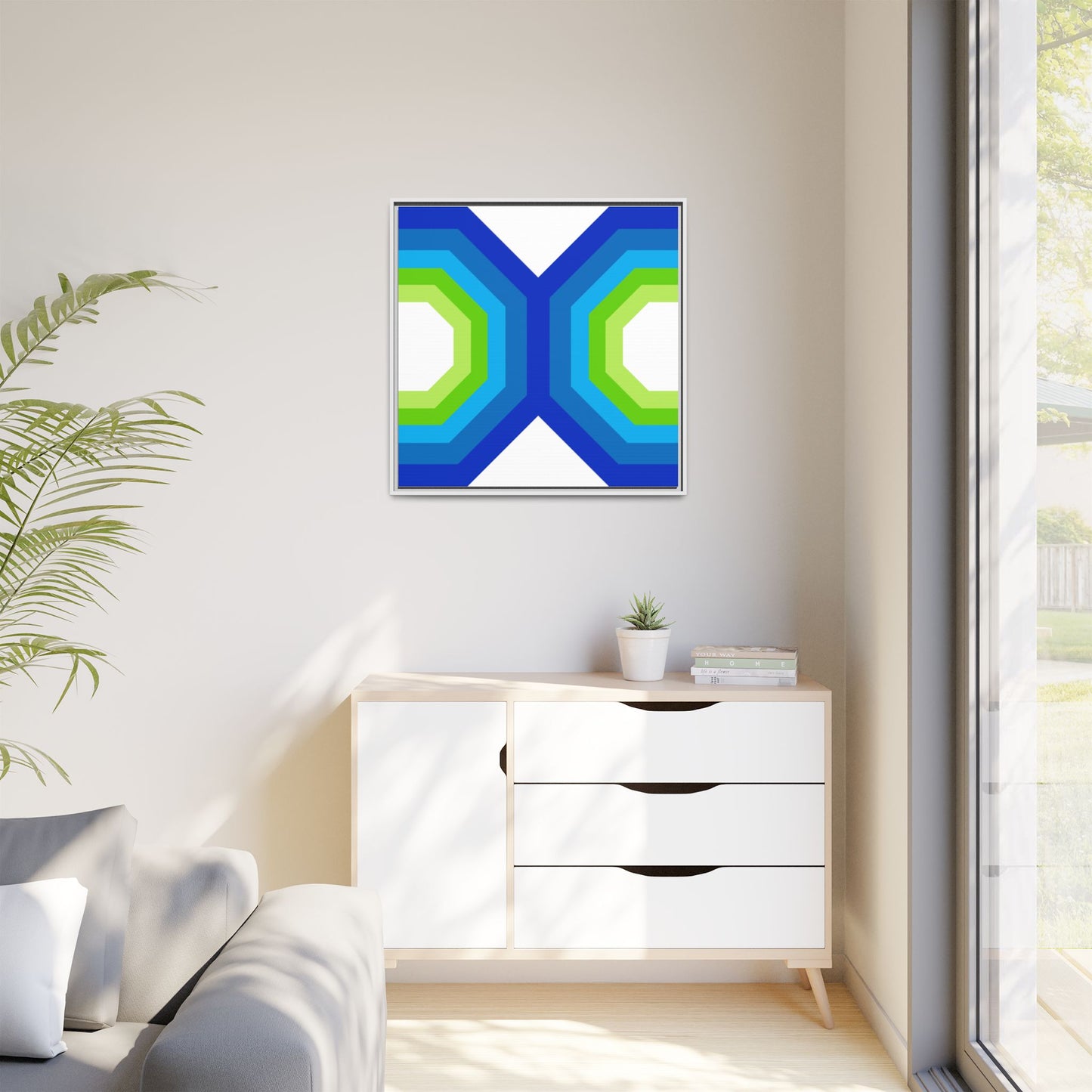 Modern Framed Geometric Canvas Art | Bold Color Meets Clean Framing