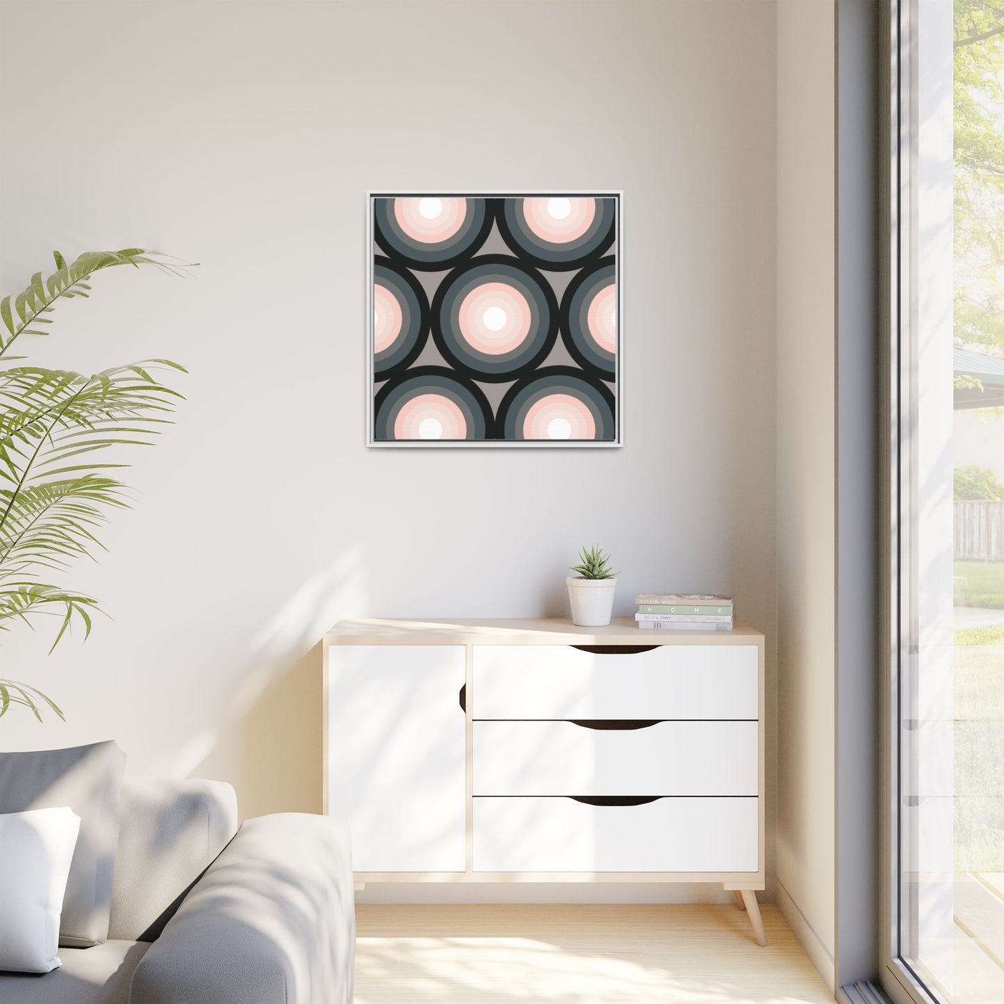 Modern Framed Geometric Canvas Art | Bold Color Meets Clean Framing