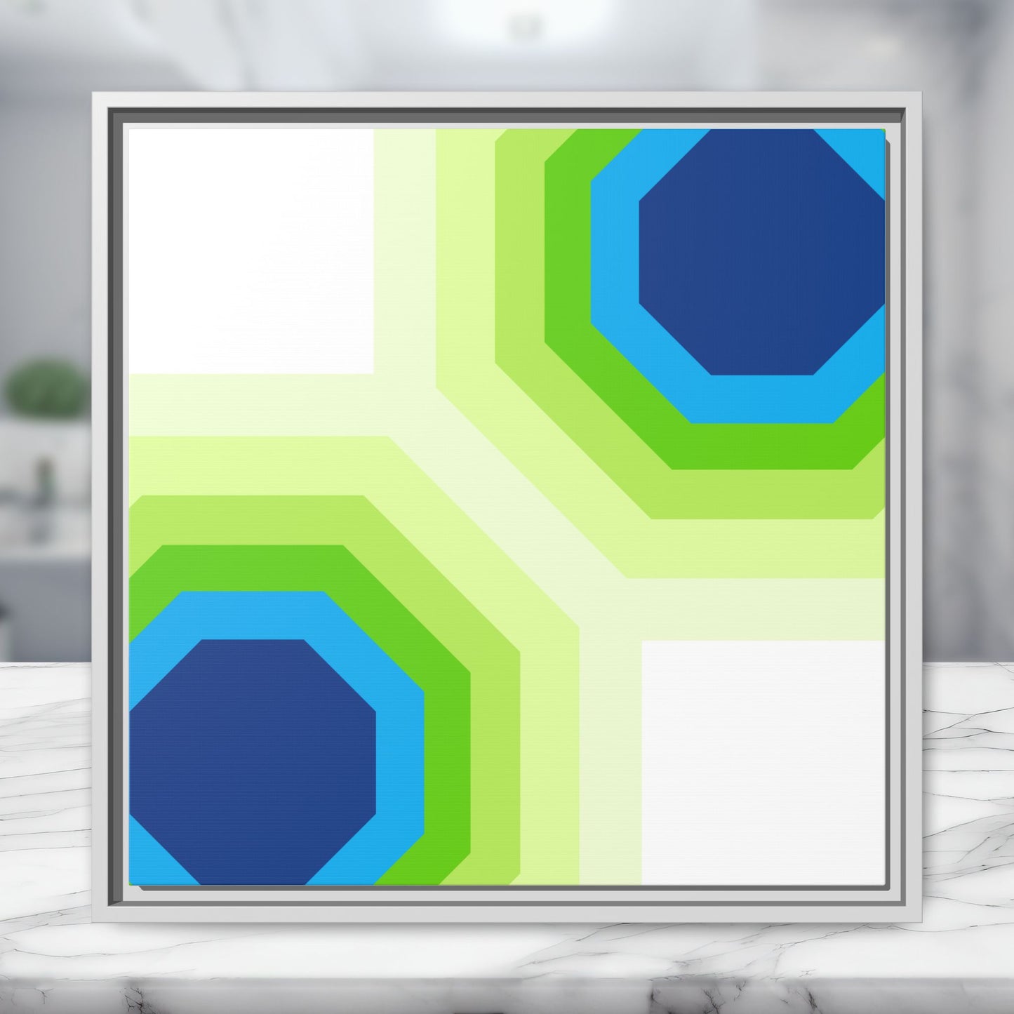 Modern Framed Geometric Canvas Art | Bold Color Meets Clean Framing