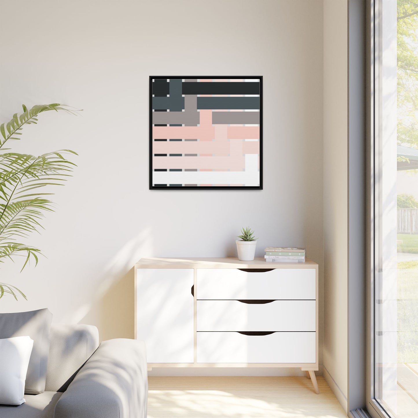 Modern Framed Geometric Canvas Art | Bold Color Meets Clean Framing