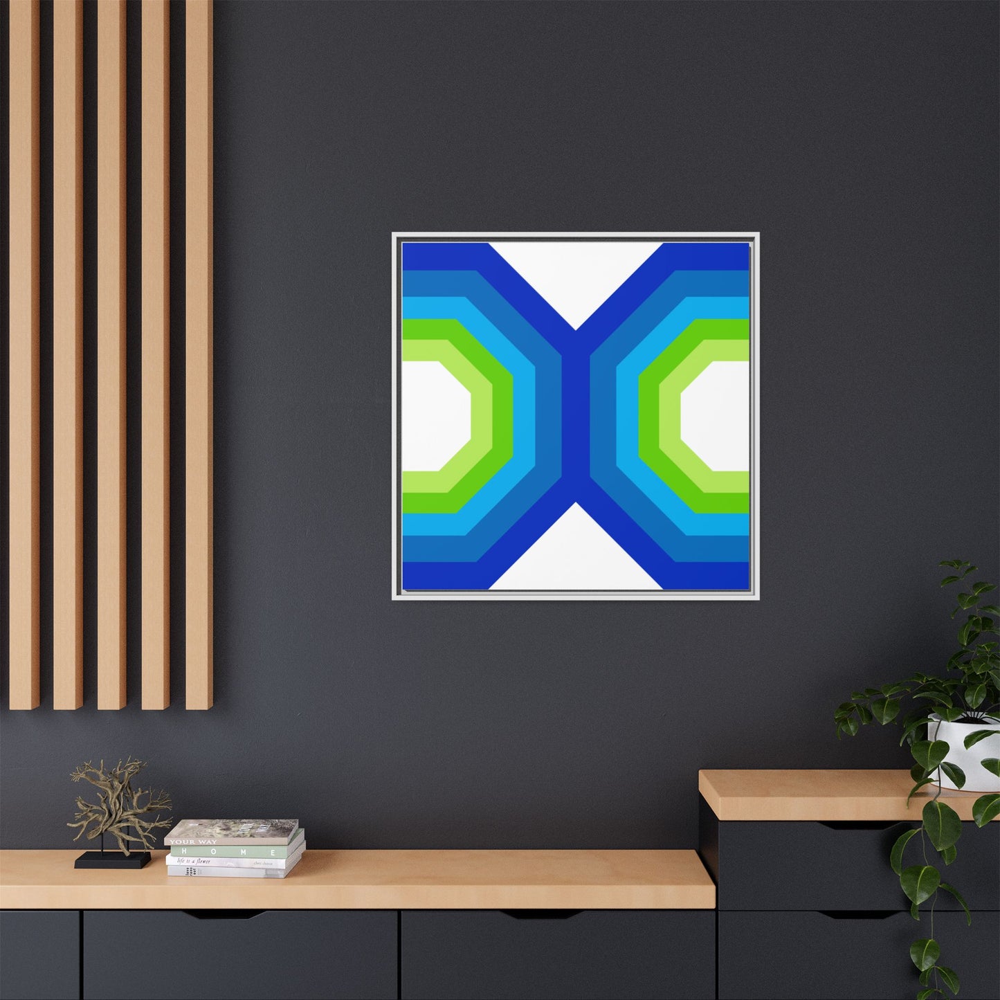 Modern Framed Geometric Canvas Art | Bold Color Meets Clean Framing