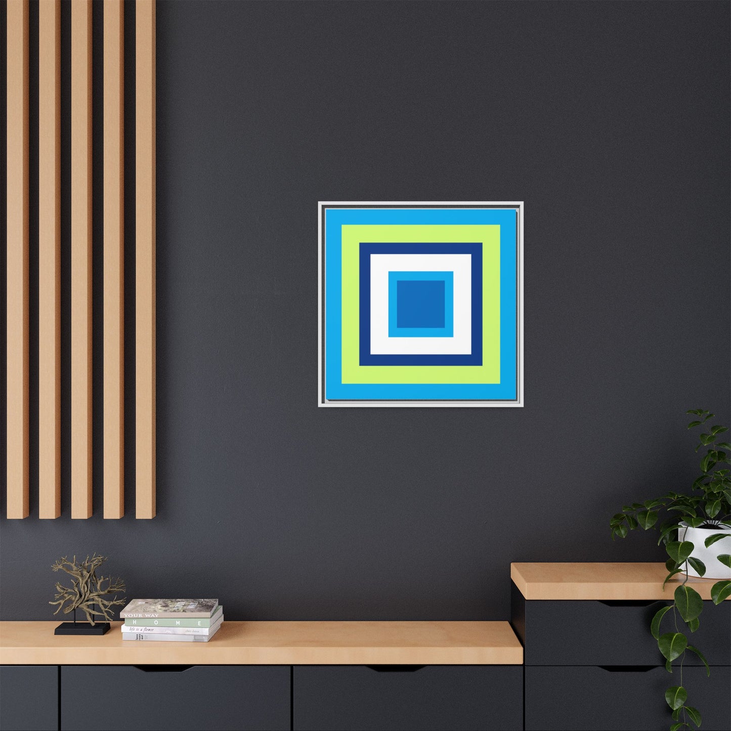 Modern Framed Geometric Canvas Art | Bold Color Meets Clean Framing
