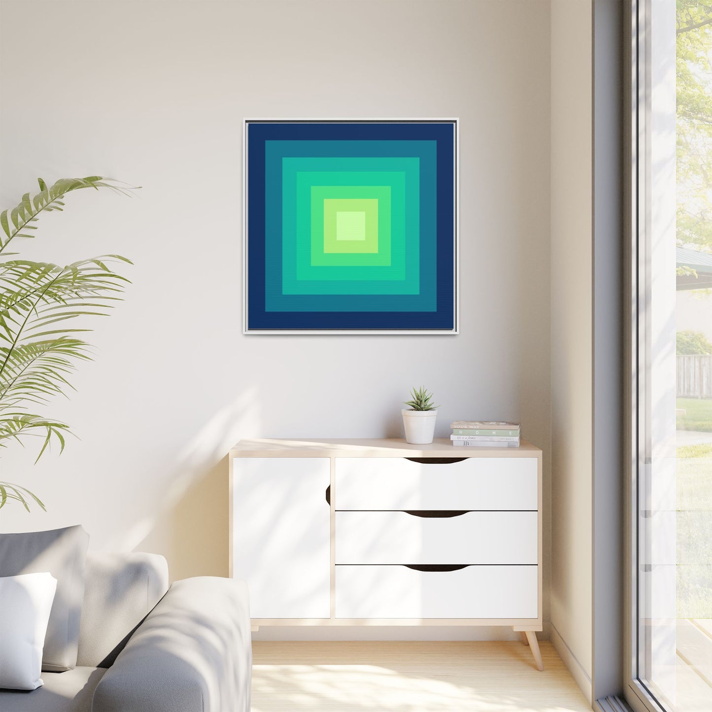 Modern Framed Geometric Canvas Art | Bold Color Meets Clean Framing