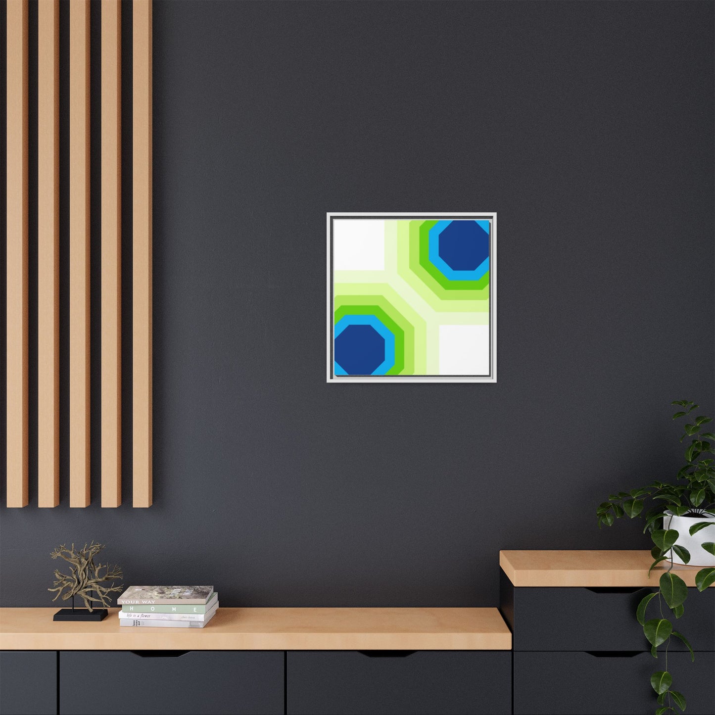 Modern Framed Geometric Canvas Art | Bold Color Meets Clean Framing