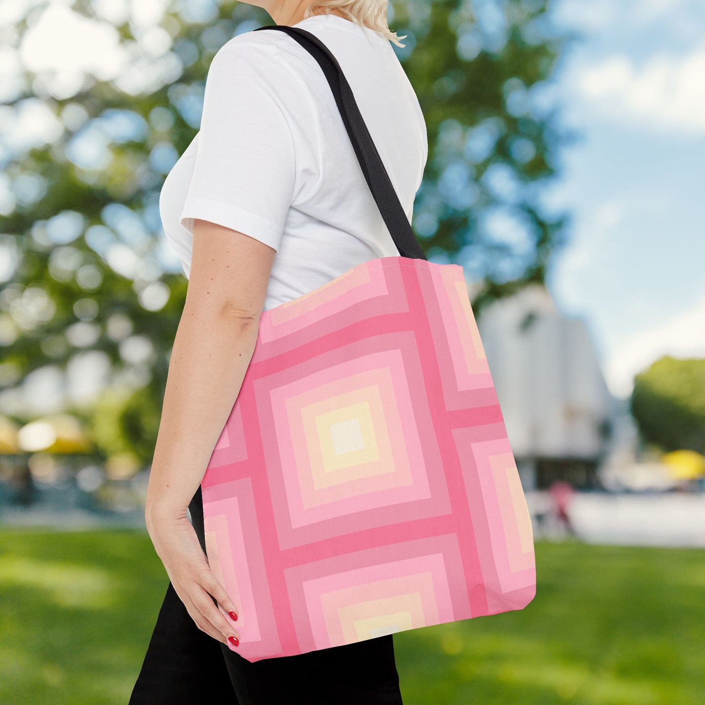 Geo Art Tote Bag – 3 sizes | Bold lines. Vivid color. Retro with a modern twist.