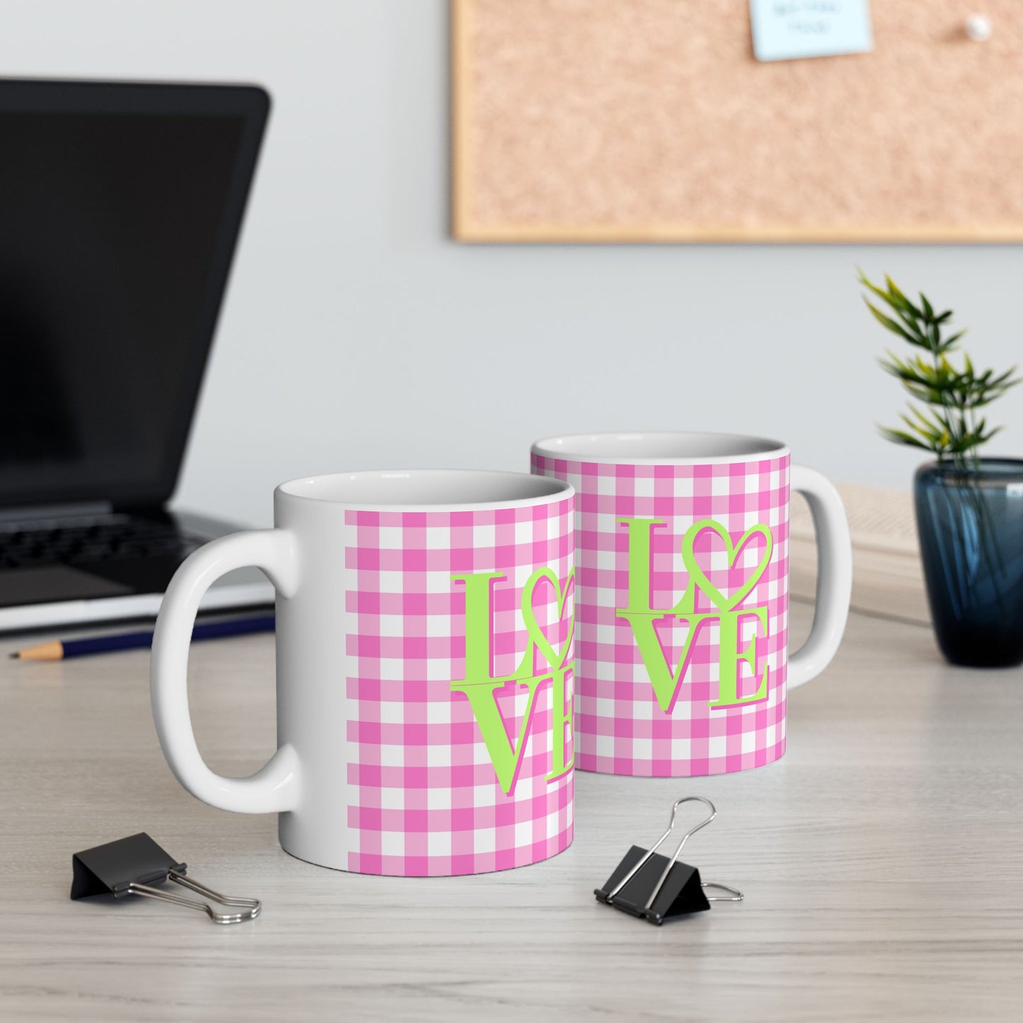 Gingham LOVE Mug – Bold Color, Daily Joy