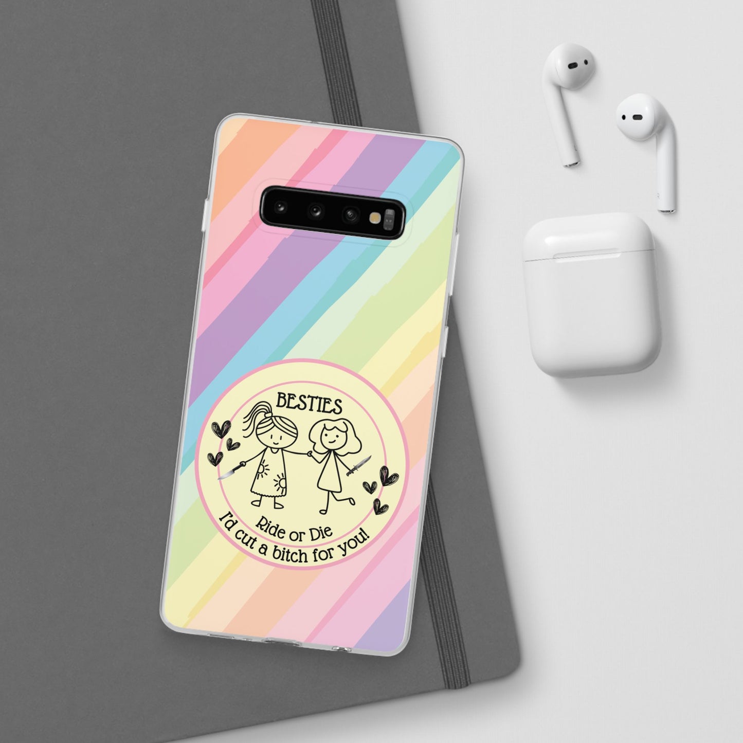 Phone Cases - Pastels Besties Ride or Die | "I'd Cut a Bitch for You"