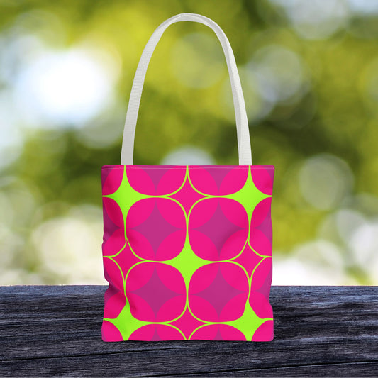 Geometric Art Tote Bag – 3 sizes | Bold lines. Vivid color. Retro with a modern twist.