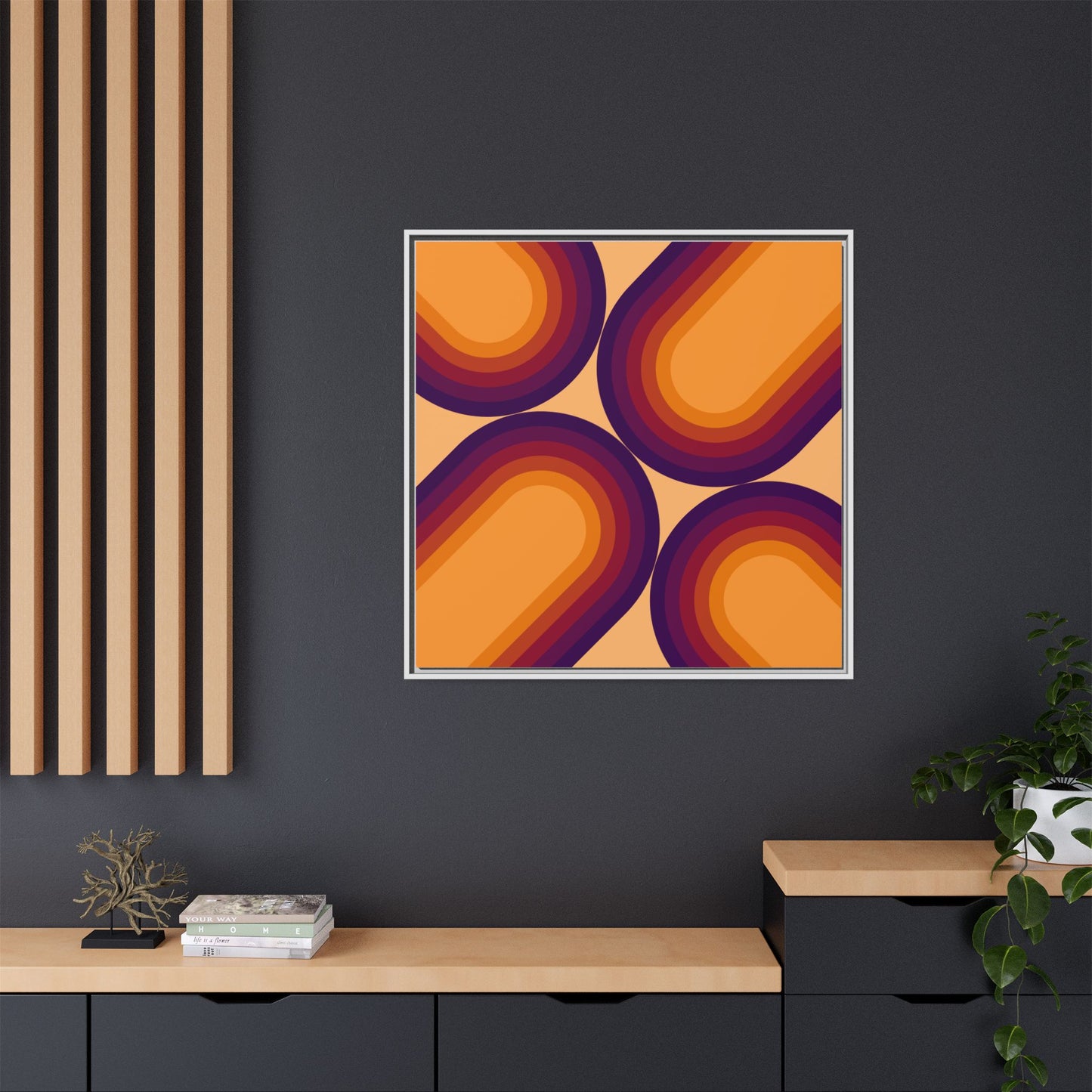 Modern Framed Geometric Canvas Art | Bold Color Meets Clean Framing