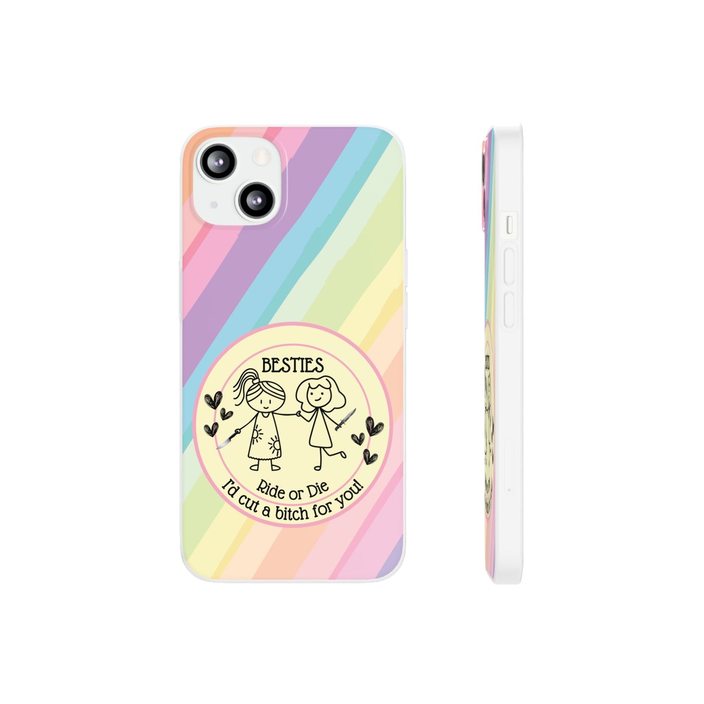 Phone Cases - Pastels Besties Ride or Die | "I'd Cut a Bitch for You"