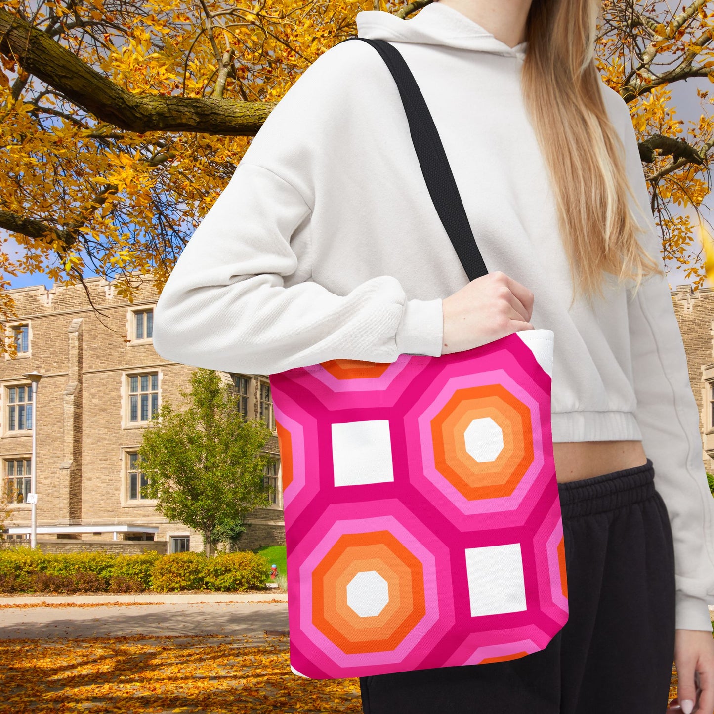 Geometric Art Tote Bag – 3 sizes | Bold lines. Vivid color. Retro with a modern twist.